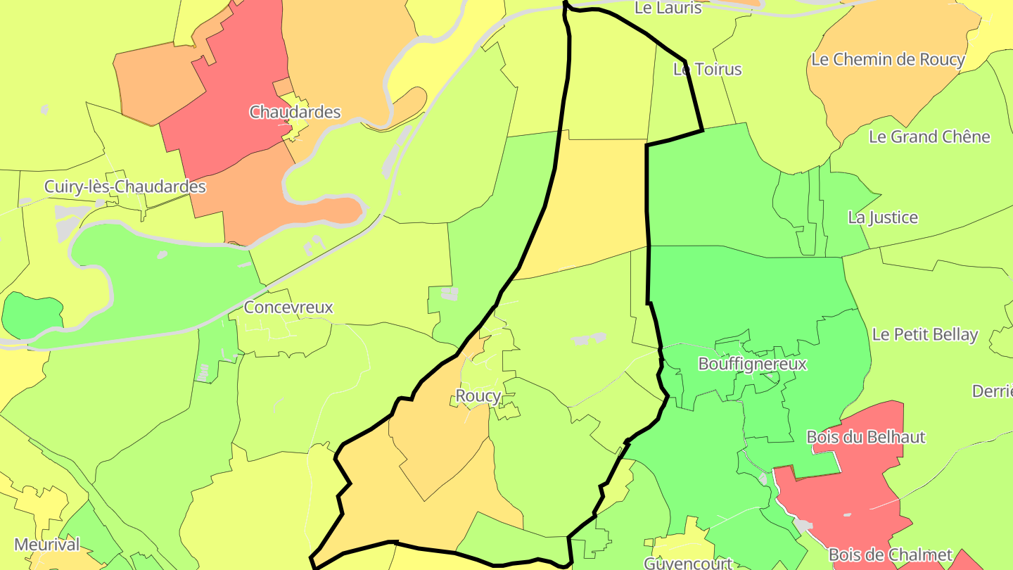 Carte des prix de l'immobilier Roucy