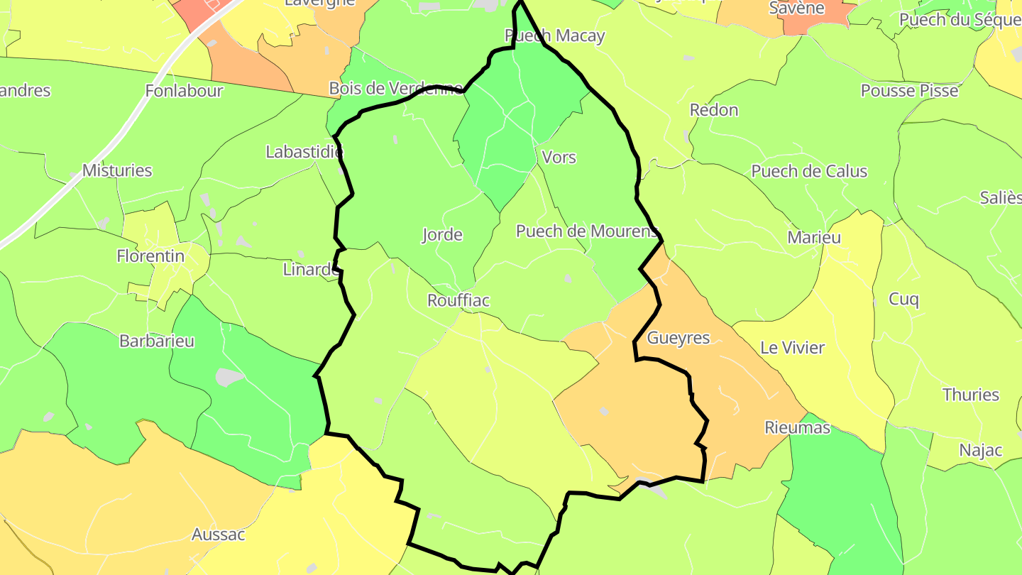 Carte des prix de l'immobilier Rouffiac