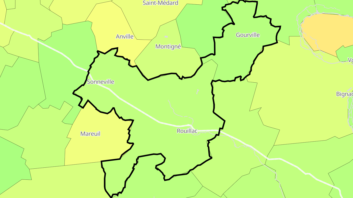 Carte des prix de l'immobilier Rouillac
