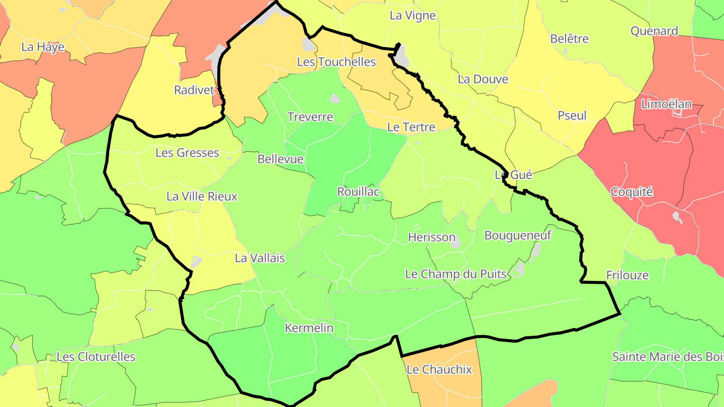 Carte des prix de l'immobilier Rouillac