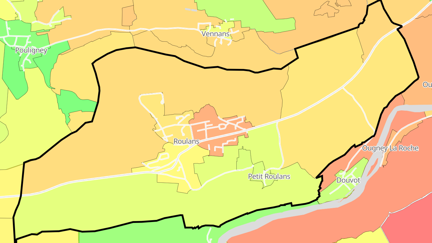Carte des prix de l'immobilier Roulans