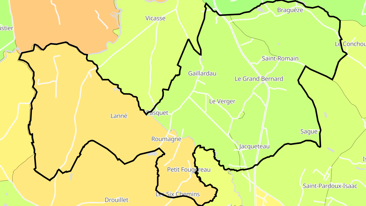 Carte des prix de l'immobilier Roumagne