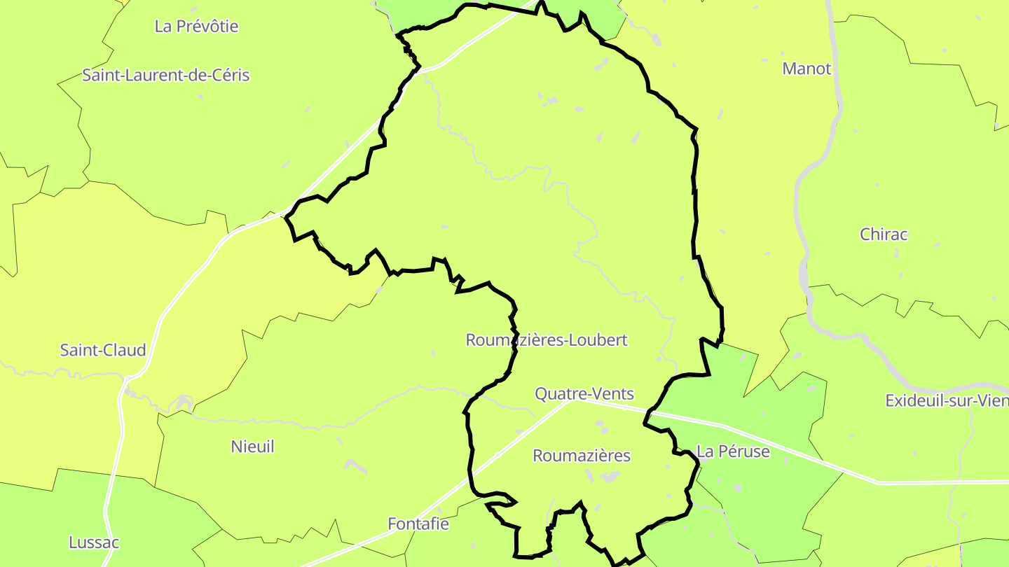 Carte des prix de l'immobilier Roumazières-Loubert