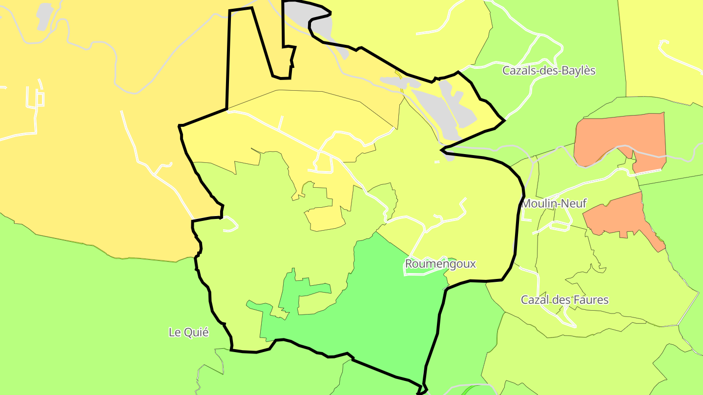 Carte des prix de l'immobilier Roumengoux