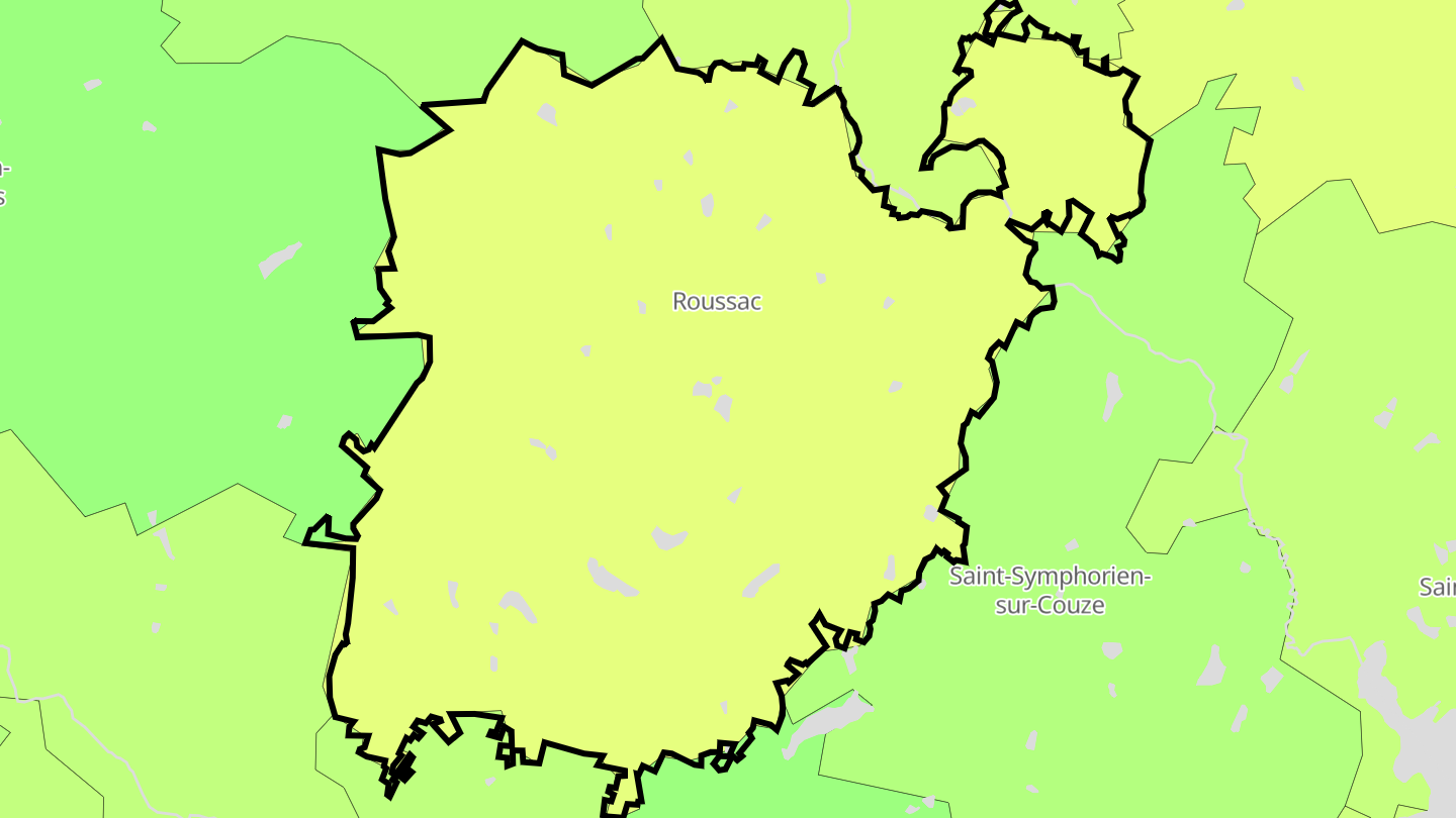Carte des prix de l'immobilier Roussac