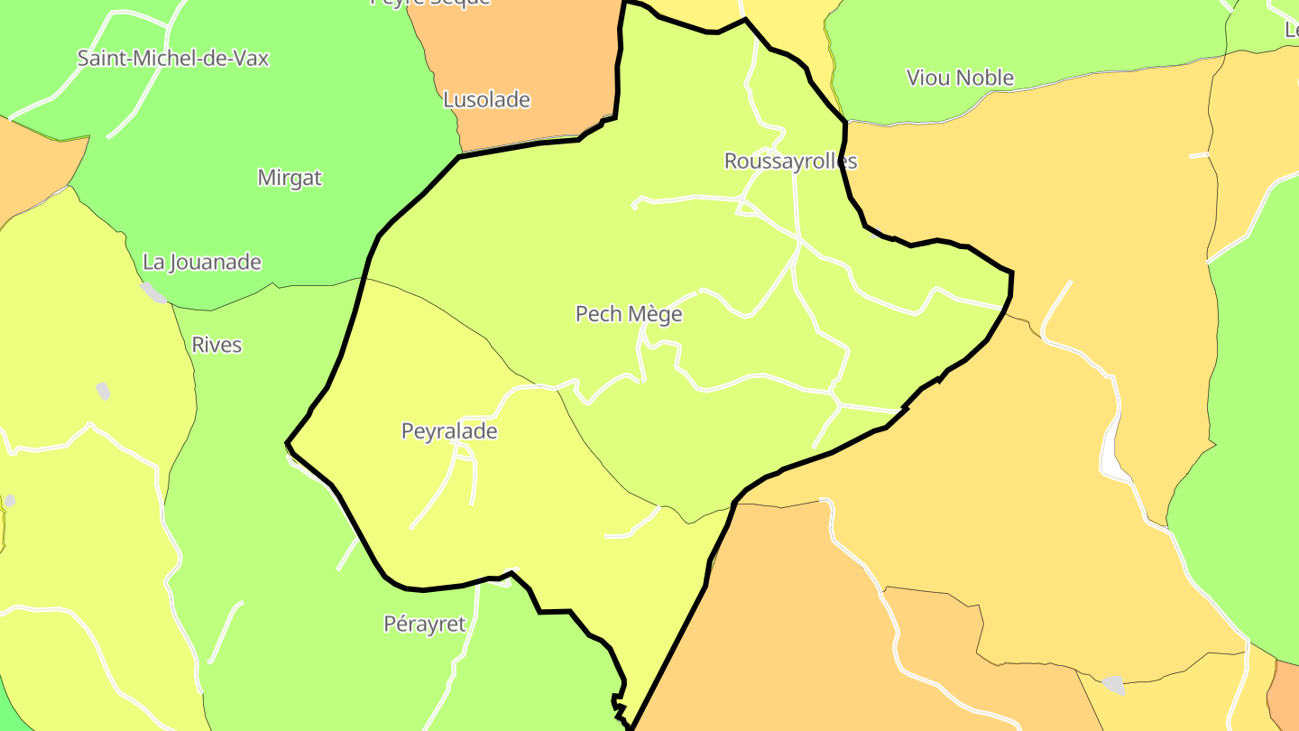Carte des prix de l'immobilier Roussayrolles