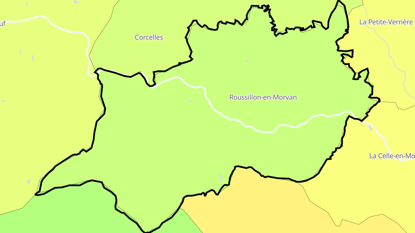 Carte des prix de l'immobilier Roussillon-en-Morvan