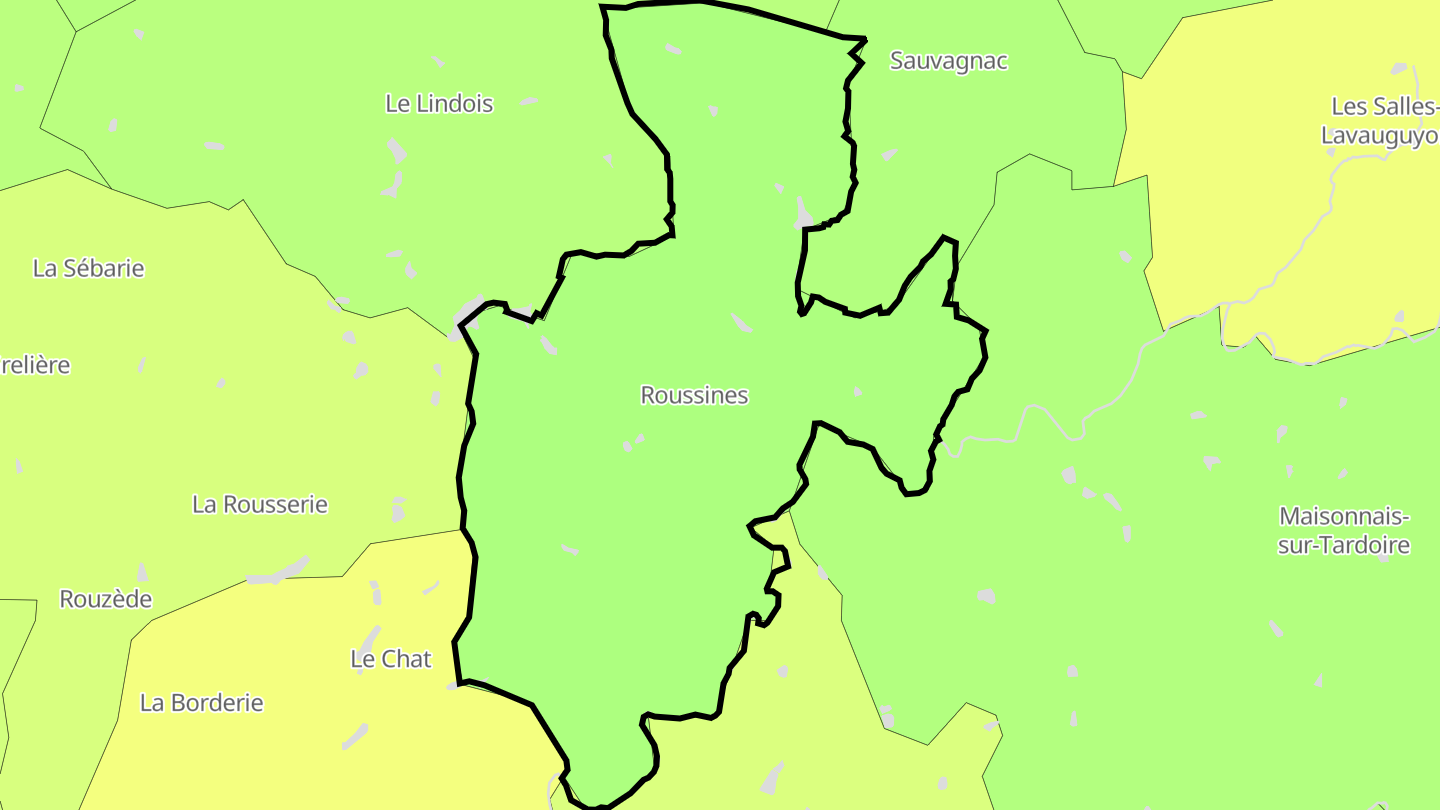 Carte des prix de l'immobilier Roussines