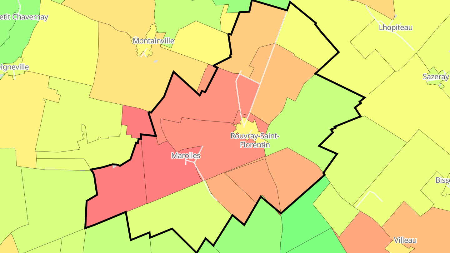 Carte des prix de l'immobilier Rouvray-Saint-Florentin