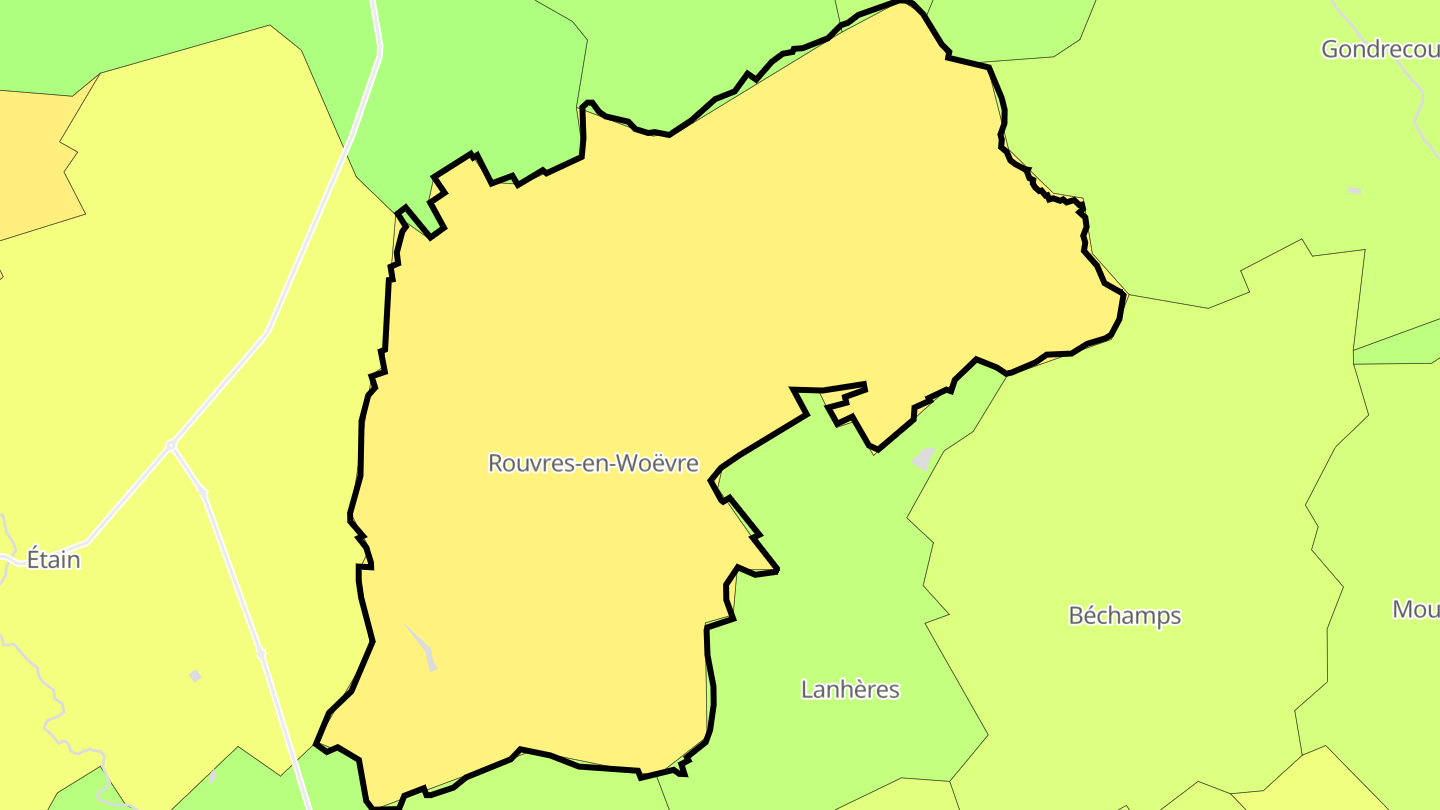 Carte des prix de l'immobilier Rouvres-en-Woëvre