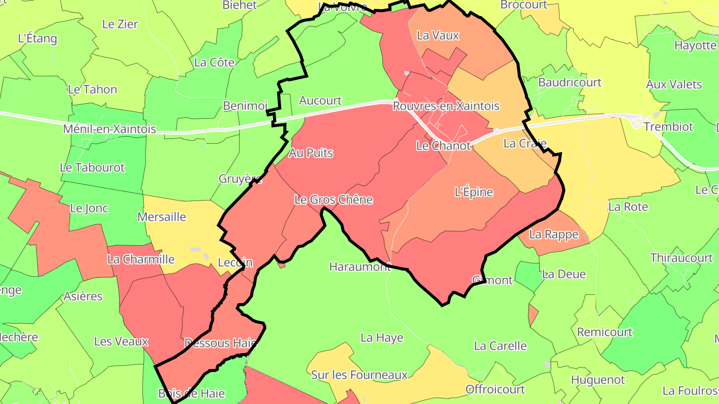 Carte des prix de l'immobilier Rouvres-en-Xaintois