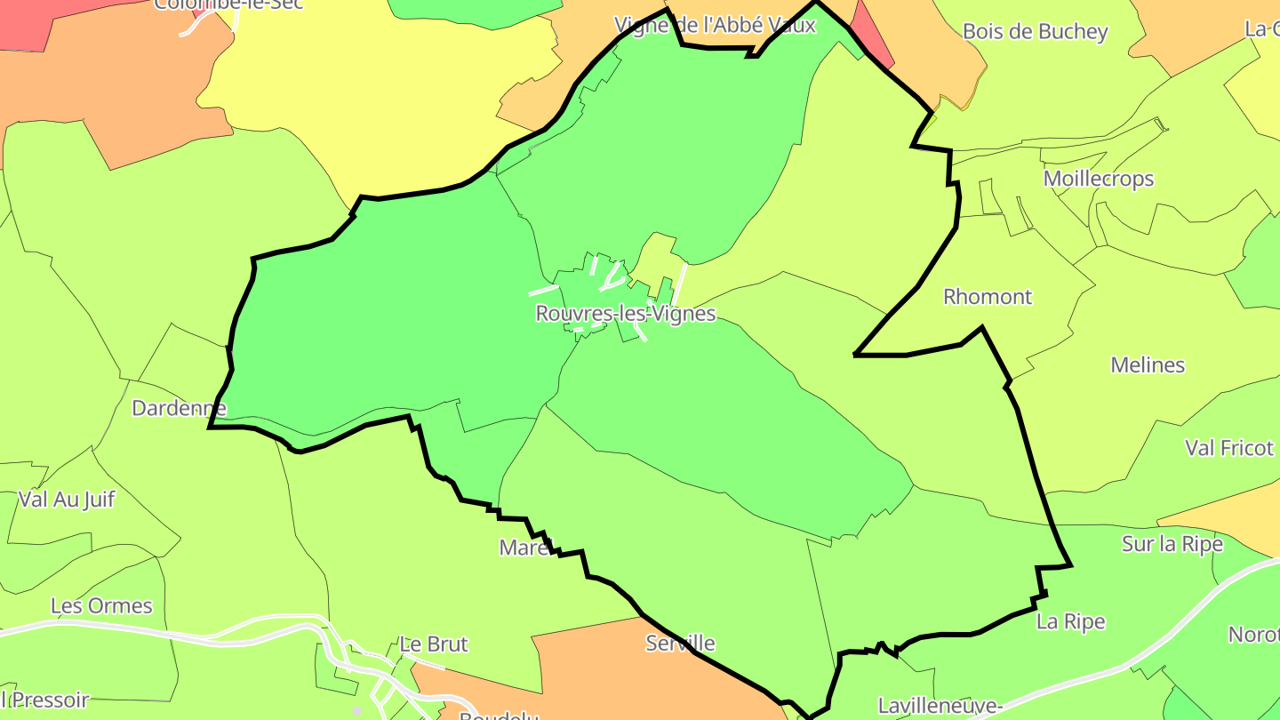 Carte des prix de l'immobilier Rouvres-les-Vignes