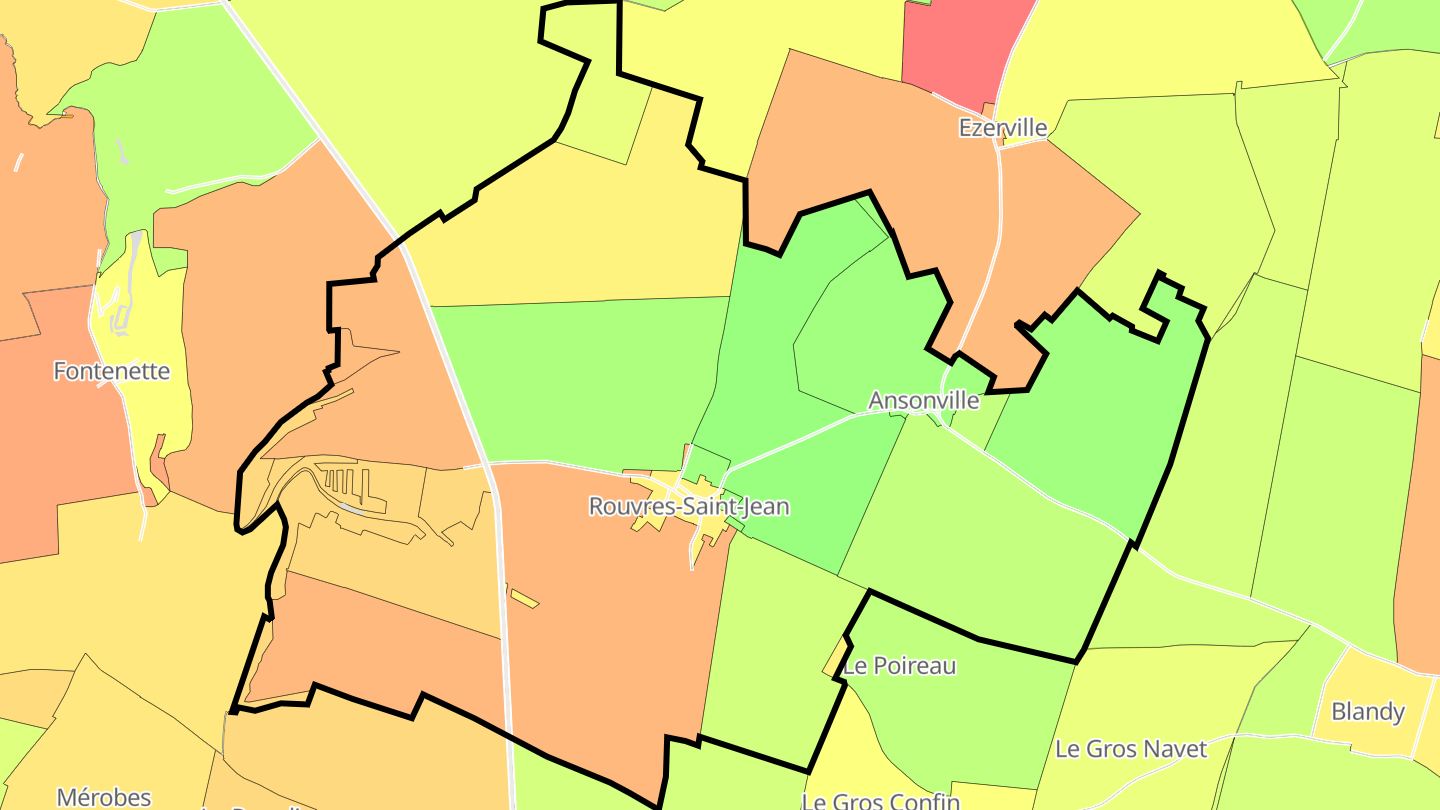 Carte des prix de l'immobilier Rouvres-Saint-Jean