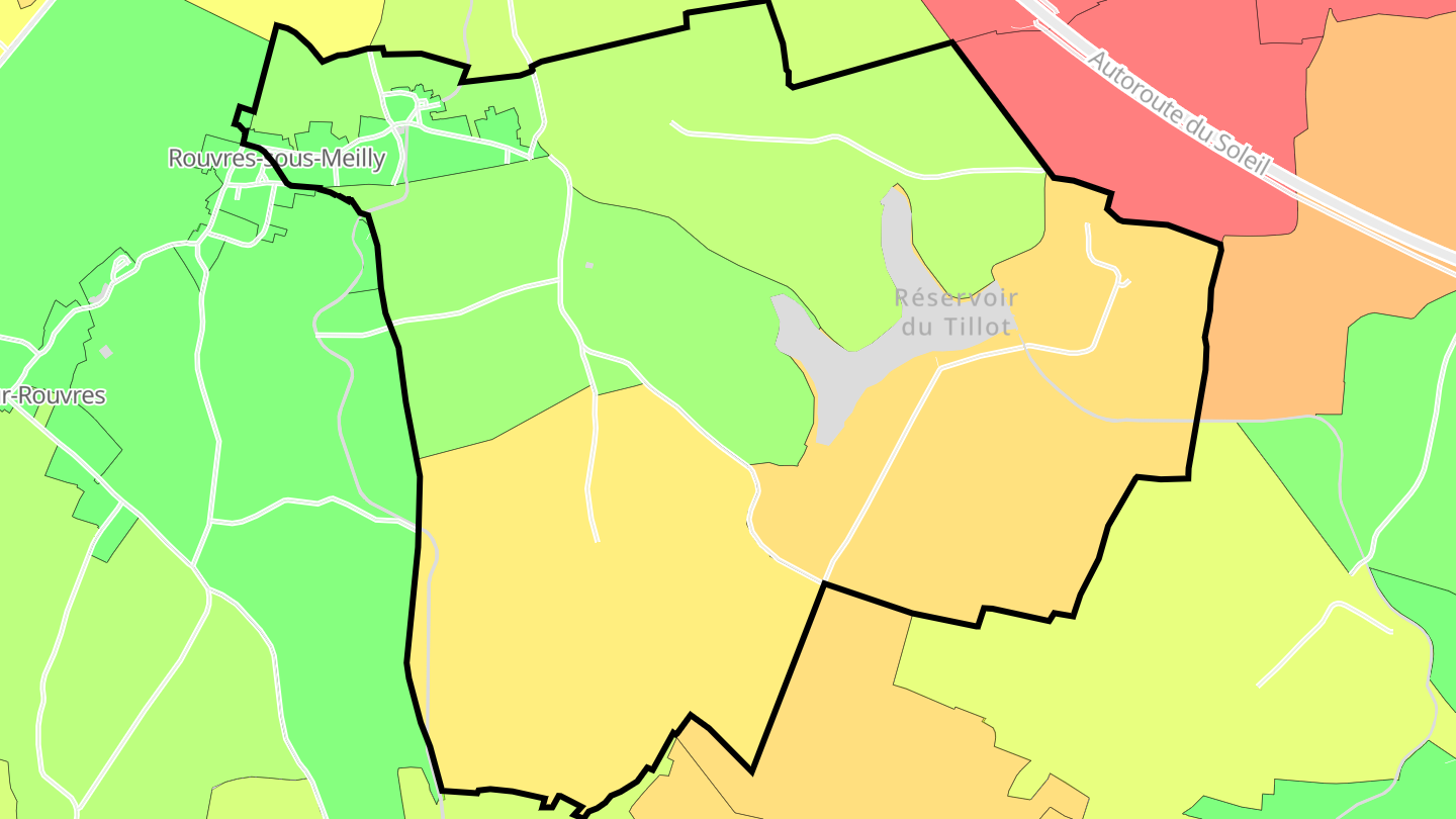 Carte des prix de l'immobilier Rouvres-sous-Meilly