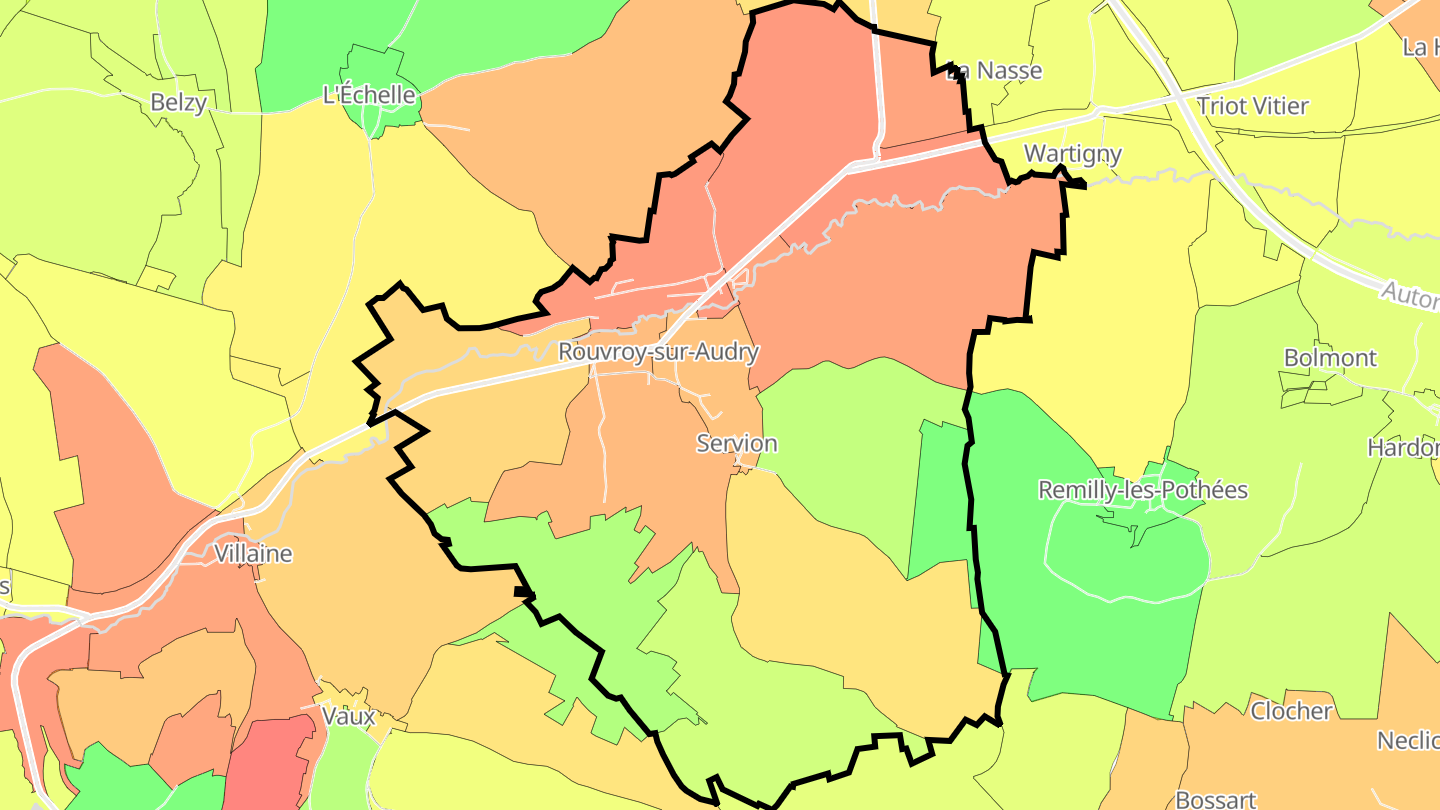 Carte des prix de l'immobilier Rouvroy-sur-Audry