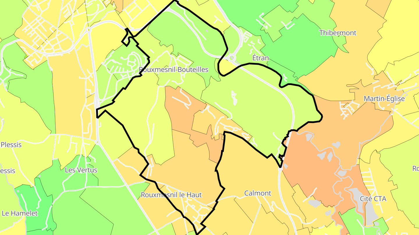Carte des prix de l'immobilier Rouxmesnil-Bouteilles