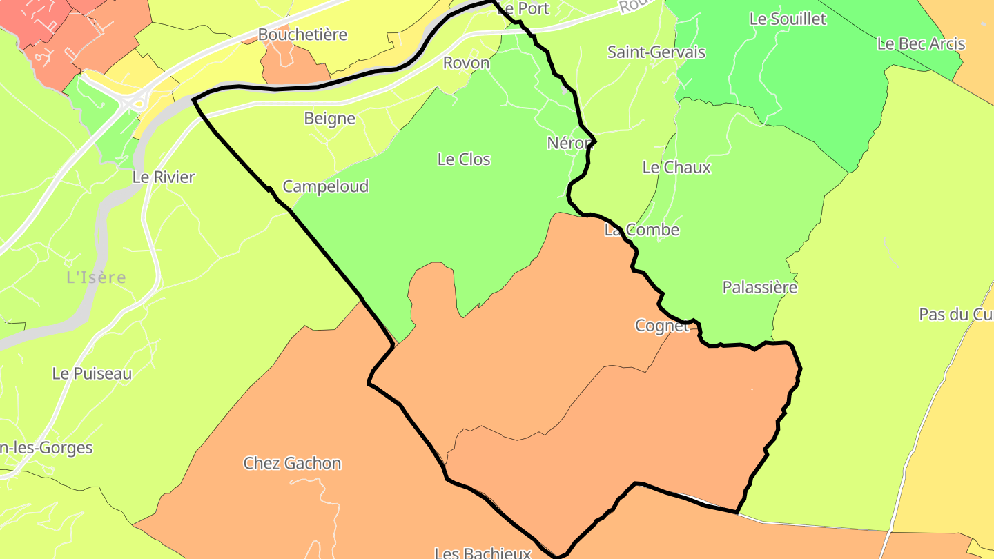 Carte des prix de l'immobilier Rovon