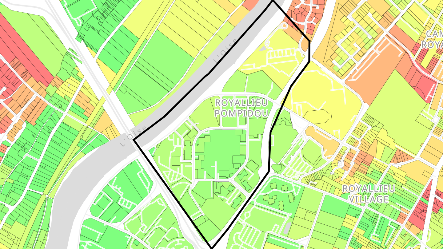 Carte des prix de l'immobilier Royallieu Pompidou