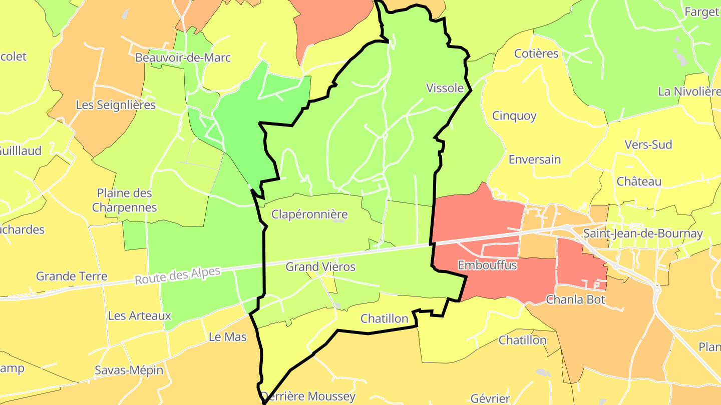 Carte des prix de l'immobilier Royas