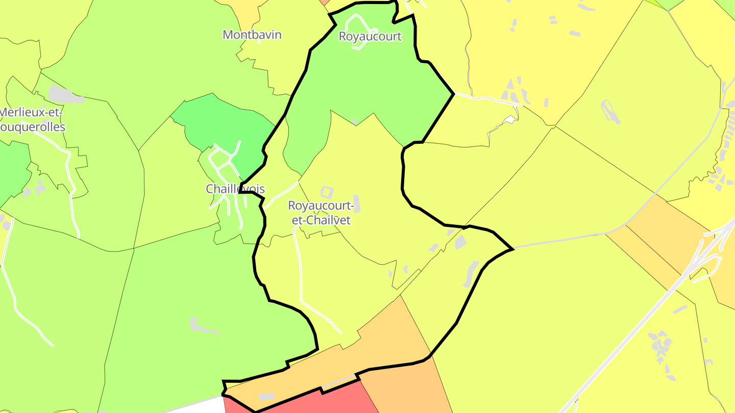 Carte des prix de l'immobilier Royaucourt-et-Chailvet