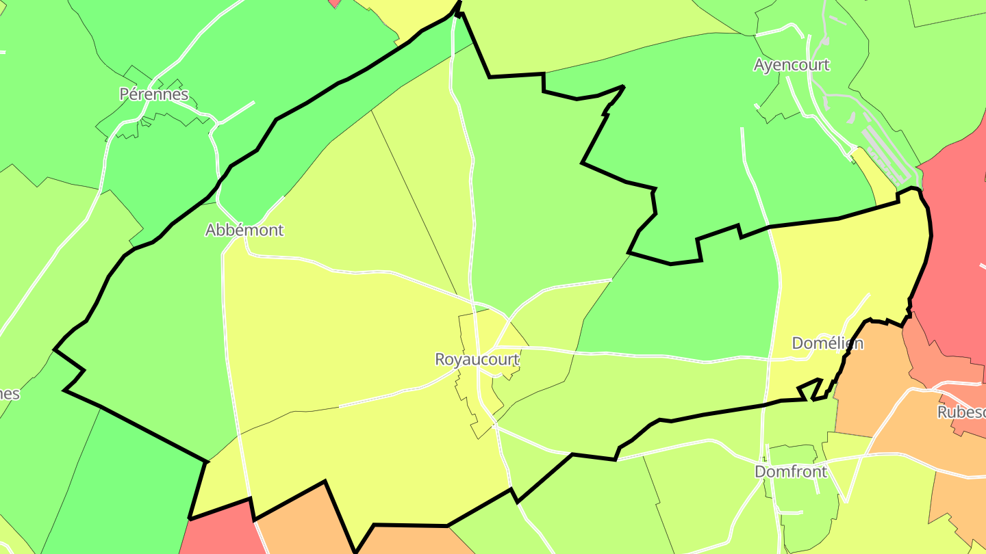 Carte des prix de l'immobilier Royaucourt