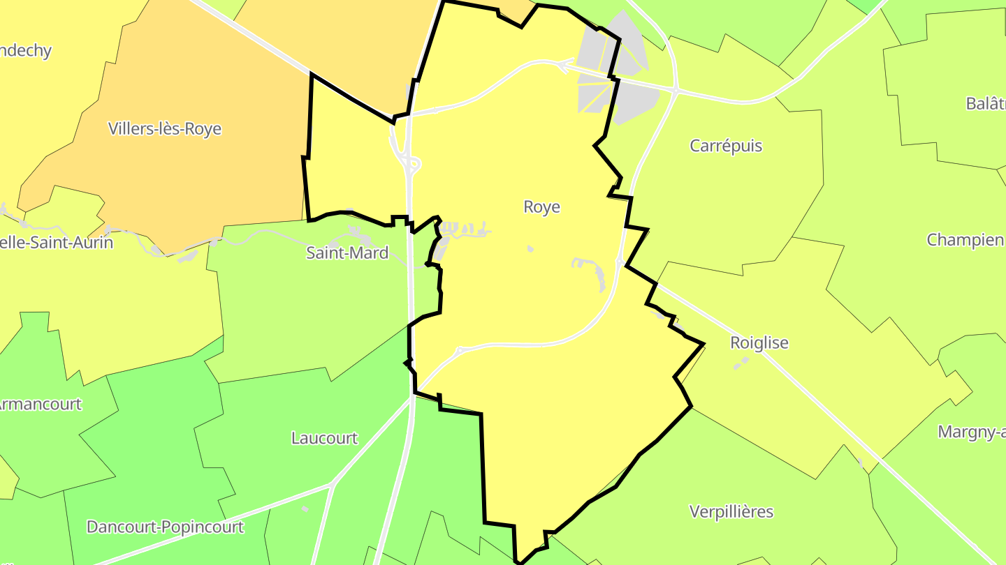 Carte des prix de l'immobilier Roye