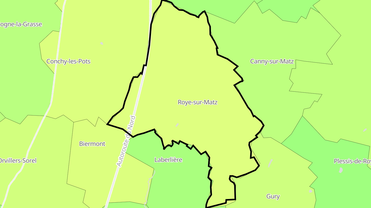 Carte des prix de l'immobilier Roye-sur-Matz
