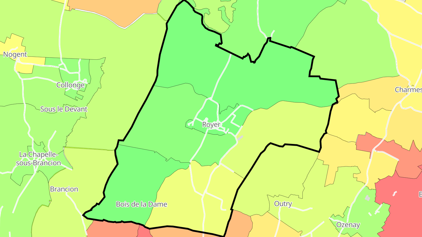 Carte des prix de l'immobilier Royer