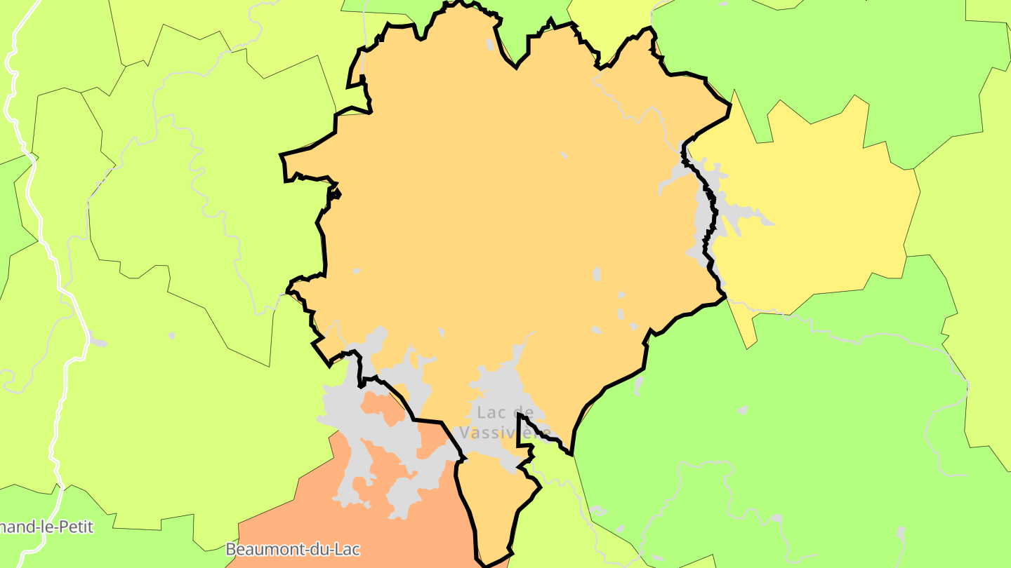 Carte des prix de l'immobilier Royère-de-Vassivière