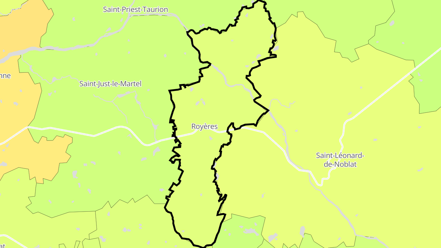 Carte des prix de l'immobilier Royères