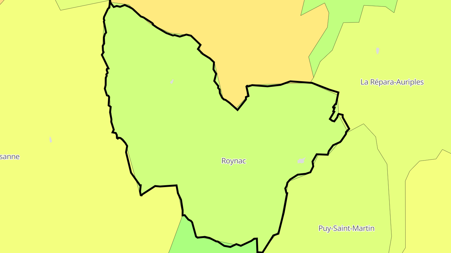 Carte des prix de l'immobilier Roynac