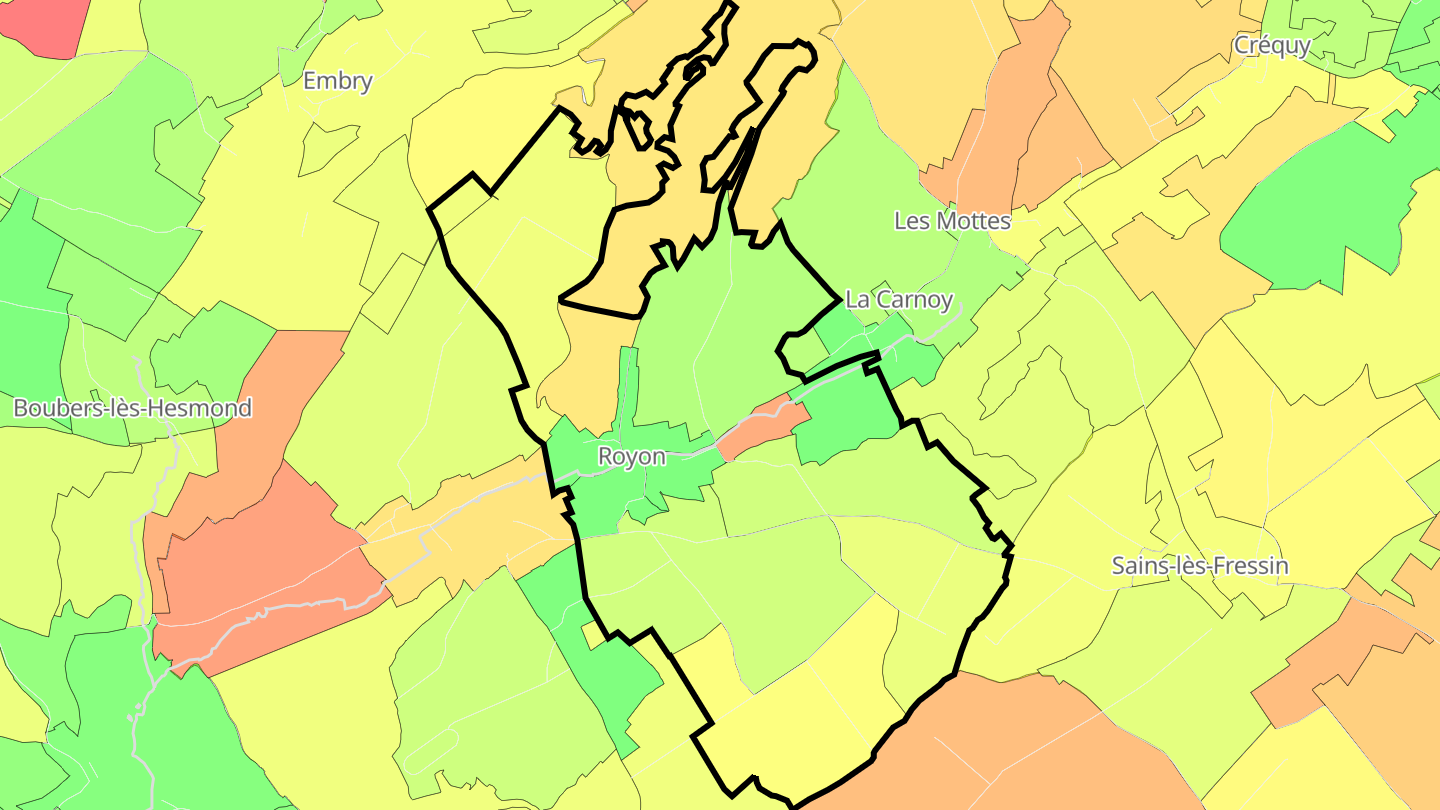 Carte des prix de l'immobilier Royon