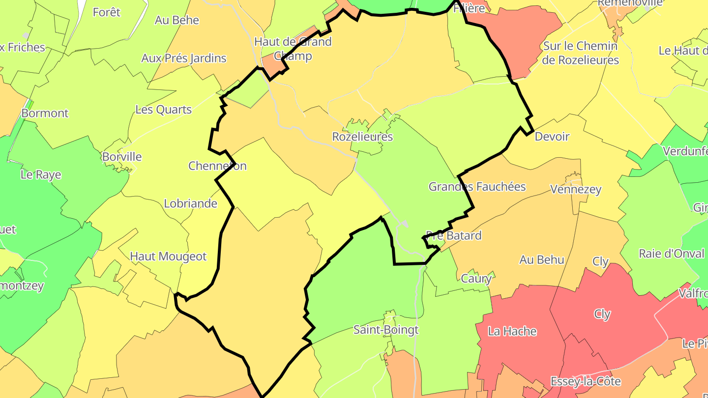 Carte des prix de l'immobilier Rozelieures