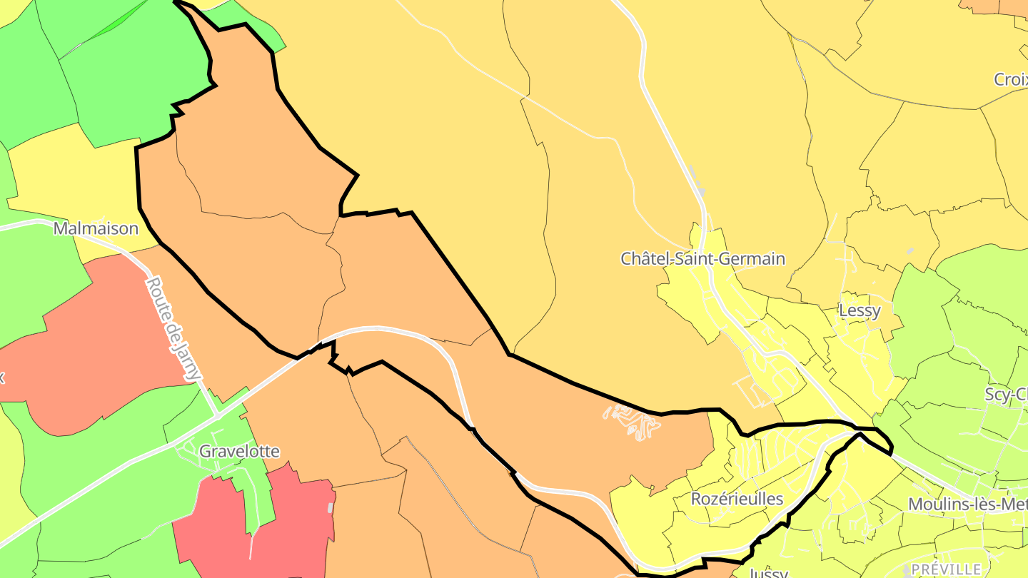 Carte des prix de l'immobilier Rozérieulles
