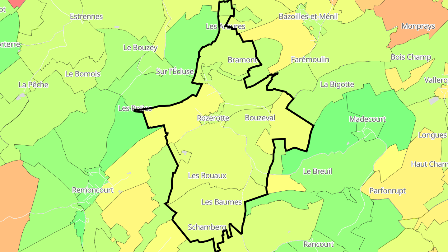 Carte des prix de l'immobilier Rozerotte