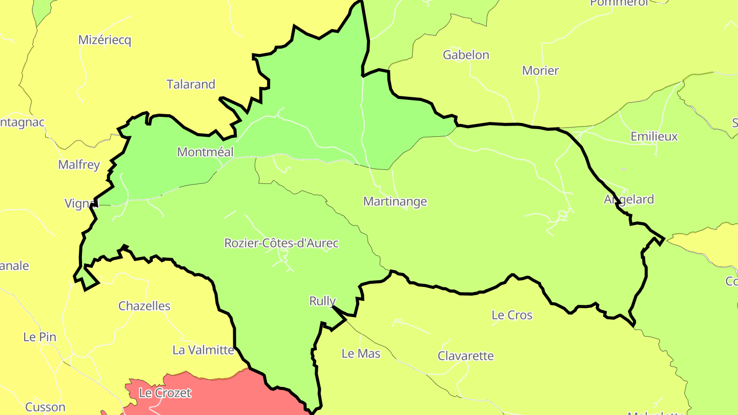 Carte des prix de l'immobilier Rozier-Côtes-d'Aurec