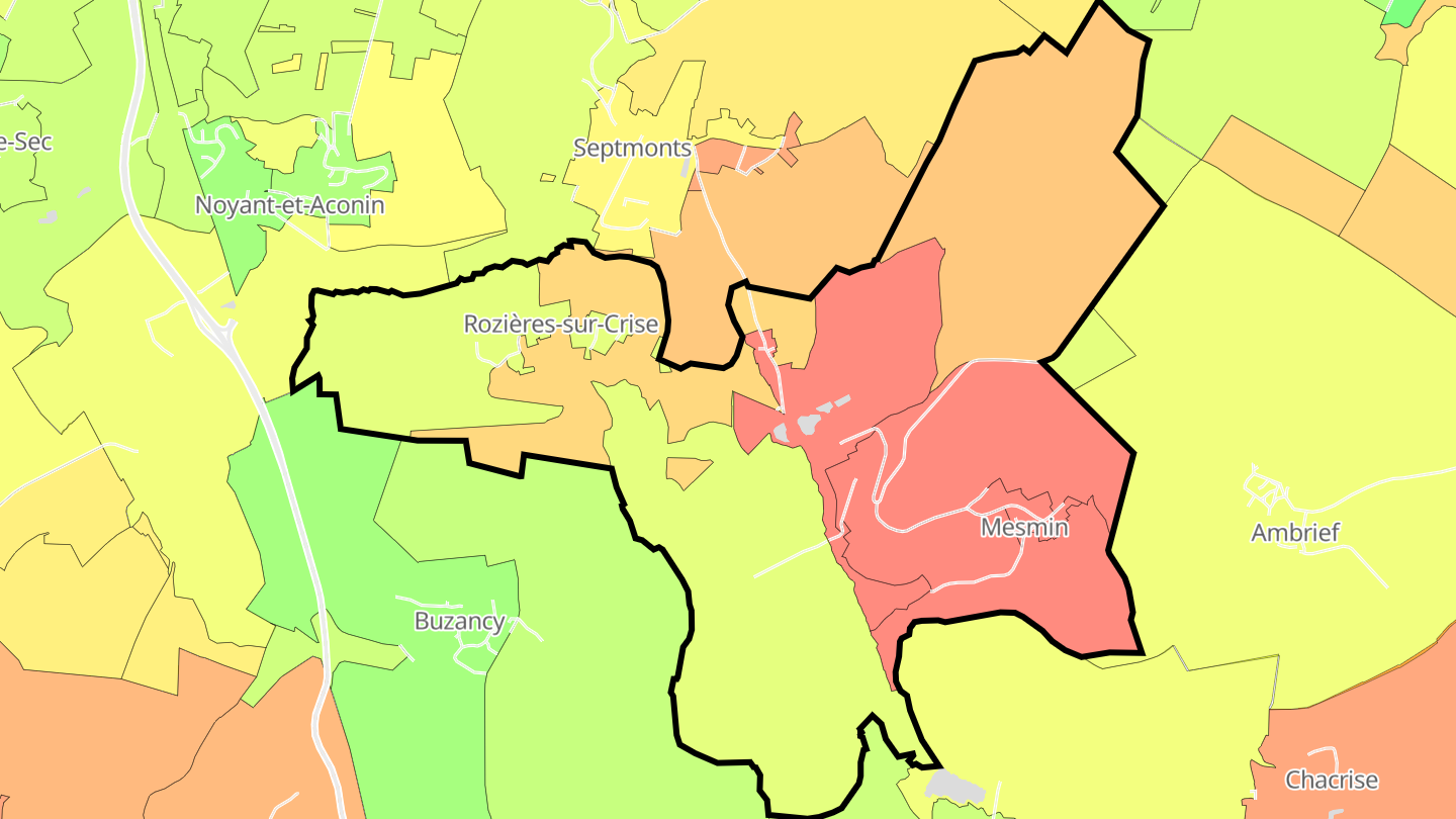 Carte des prix de l'immobilier Rozières-sur-Crise