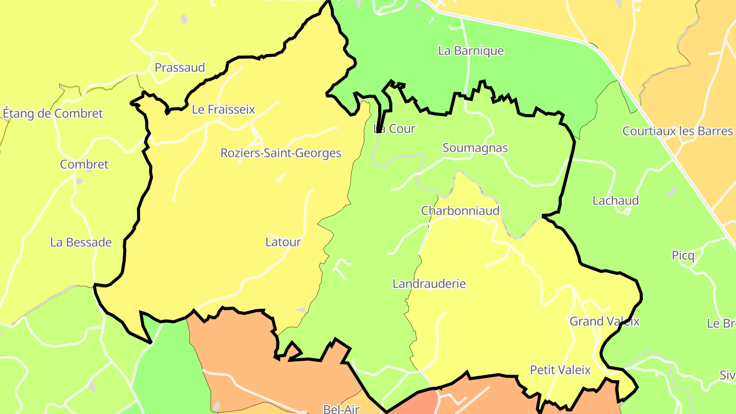 Carte des prix de l'immobilier Roziers-Saint-Georges