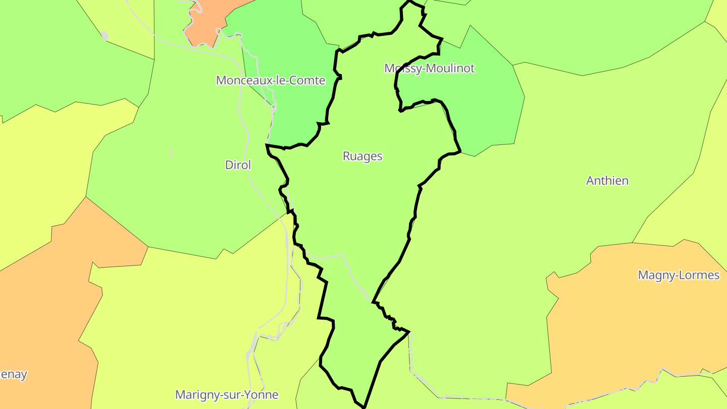 Carte des prix de l'immobilier Ruages
