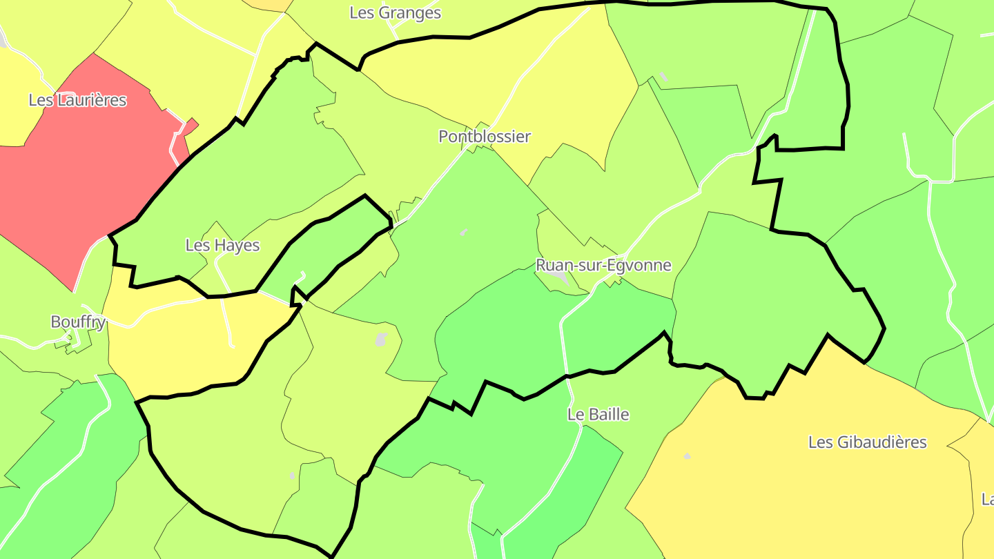 Carte des prix de l'immobilier Ruan-sur-Egvonne