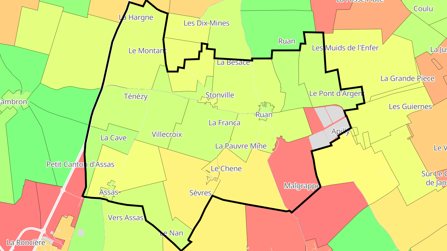Carte des prix de l'immobilier Ruan