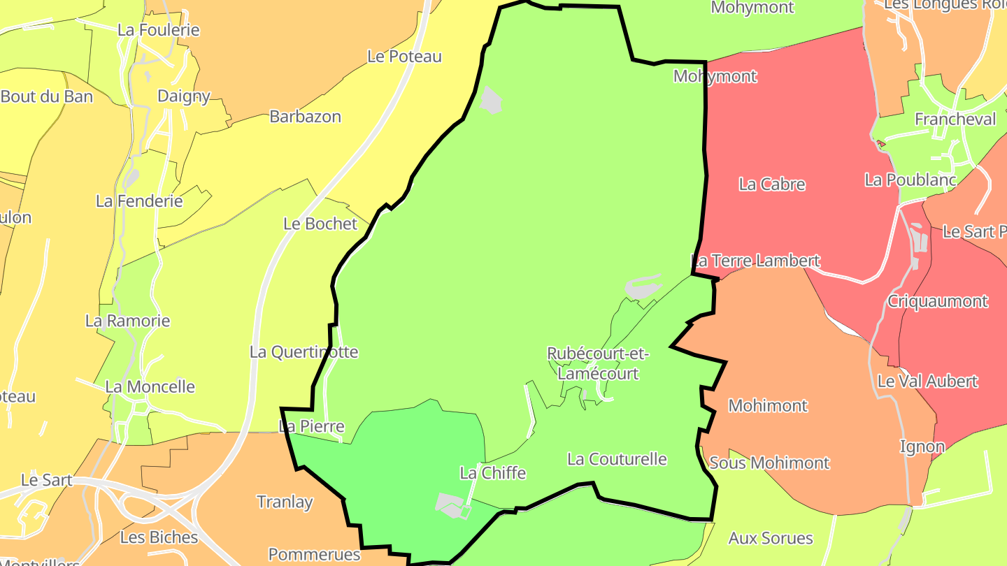 Carte des prix de l'immobilier Rubécourt-et-Lamécourt