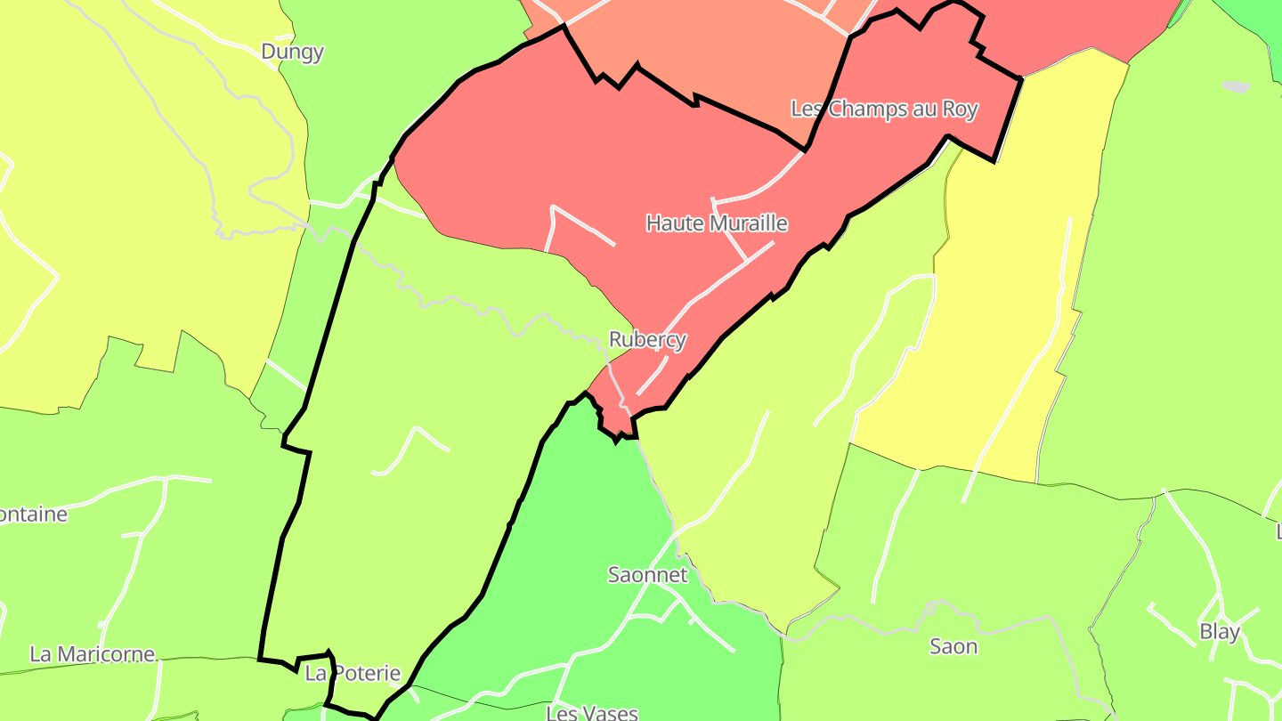 Carte des prix de l'immobilier Rubercy
