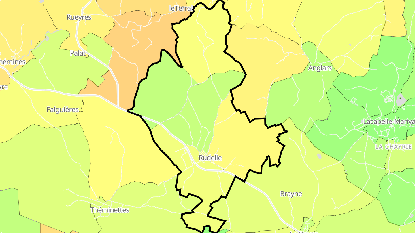 Carte des prix de l'immobilier Rudelle