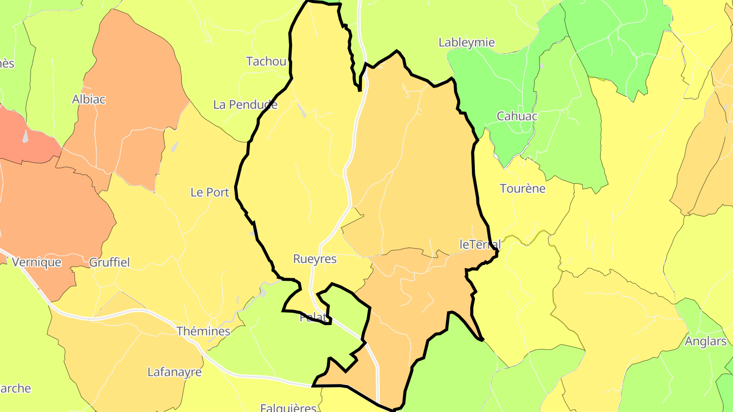 Carte des prix de l'immobilier Rueyres