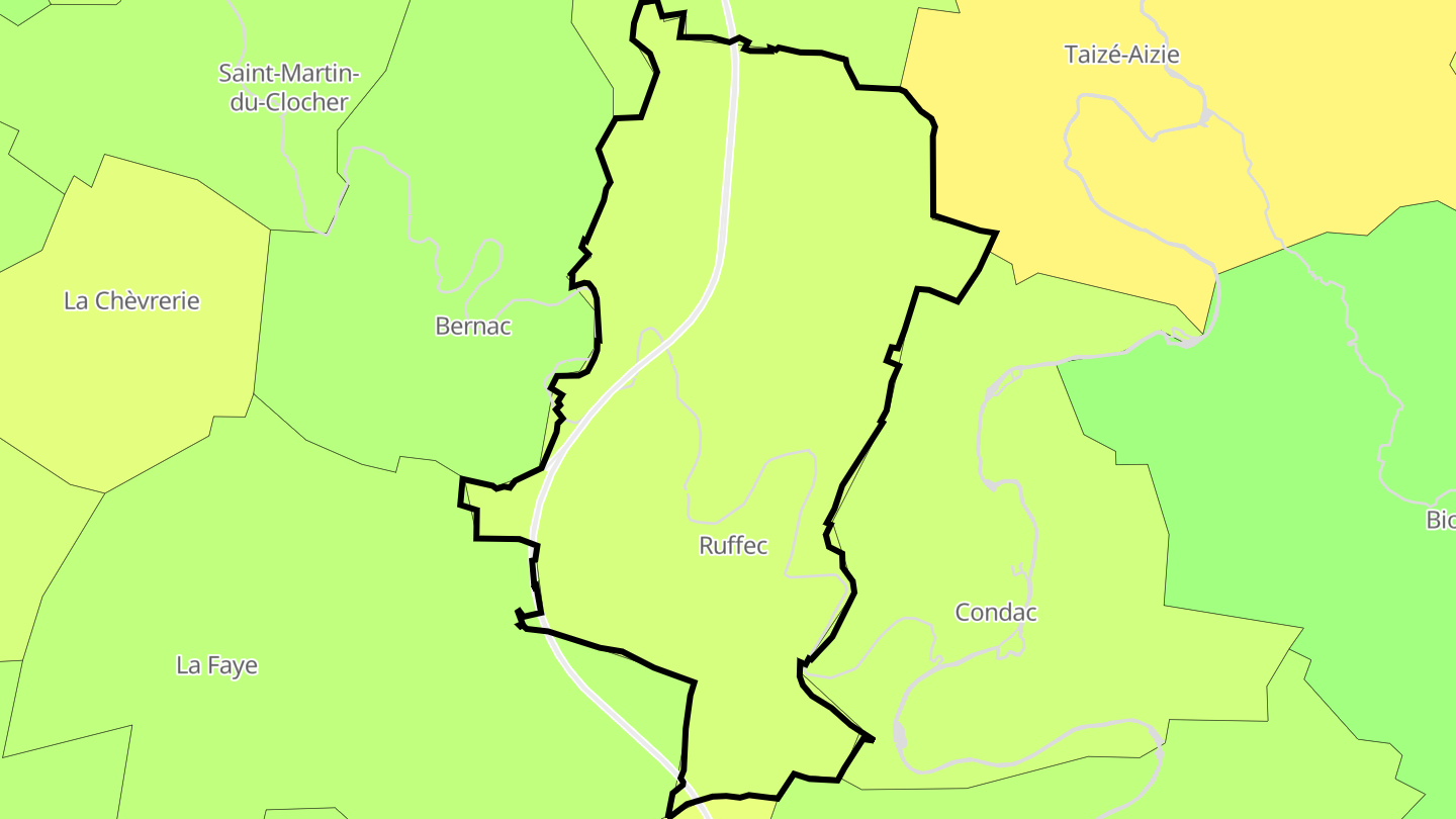 Carte des prix de l'immobilier Ruffec