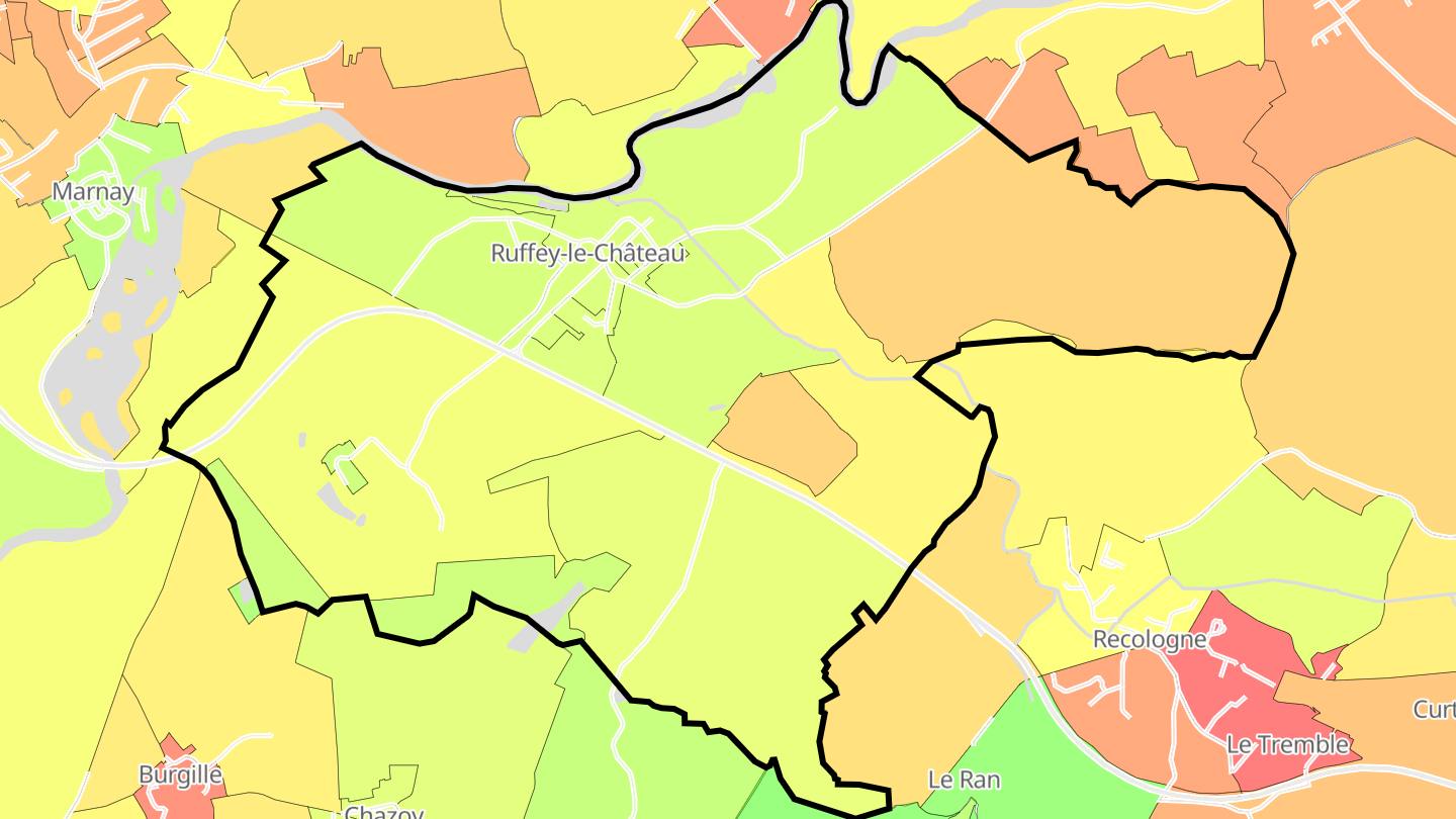 Carte des prix de l'immobilier Ruffey-le-Château