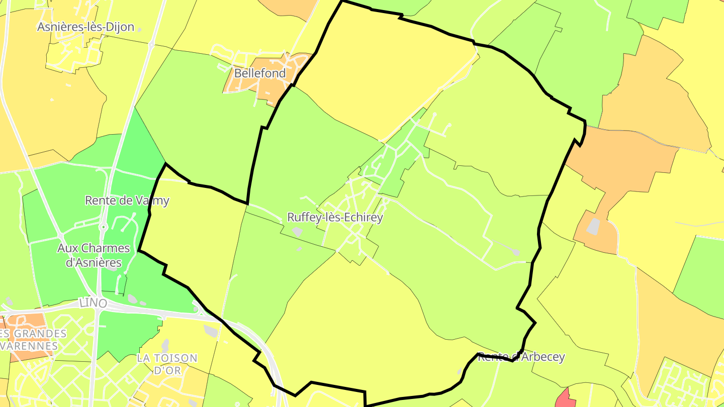 Carte des prix de l'immobilier Ruffey-lès-Echirey