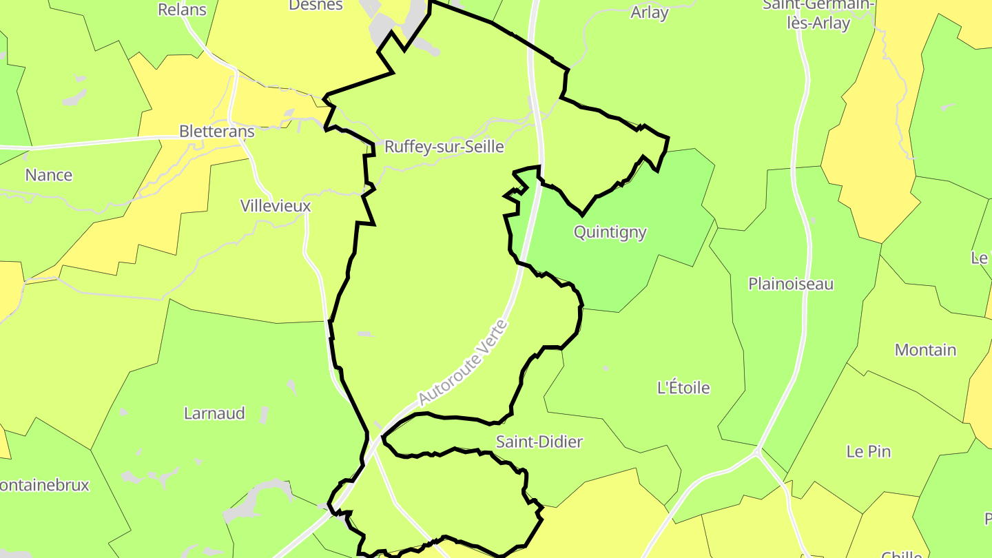 Carte des prix de l'immobilier Ruffey-sur-Seille