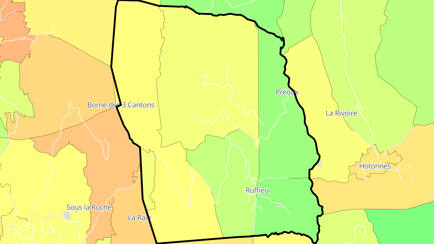 Carte des prix de l'immobilier Ruffieu